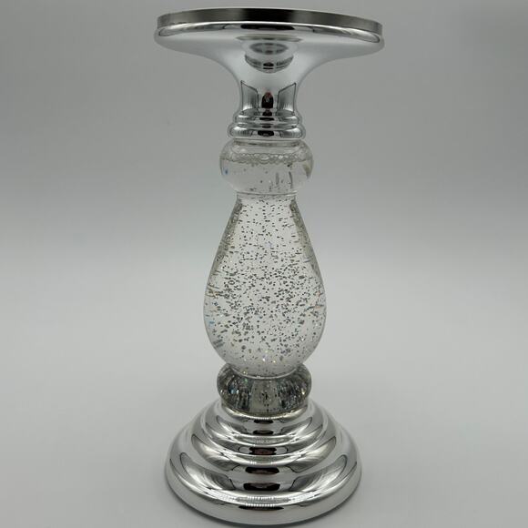 Bath & Body Works Silver Glitter 3-Wick Candle Holder Light-Up Pedestal - Picture 1 of 5
